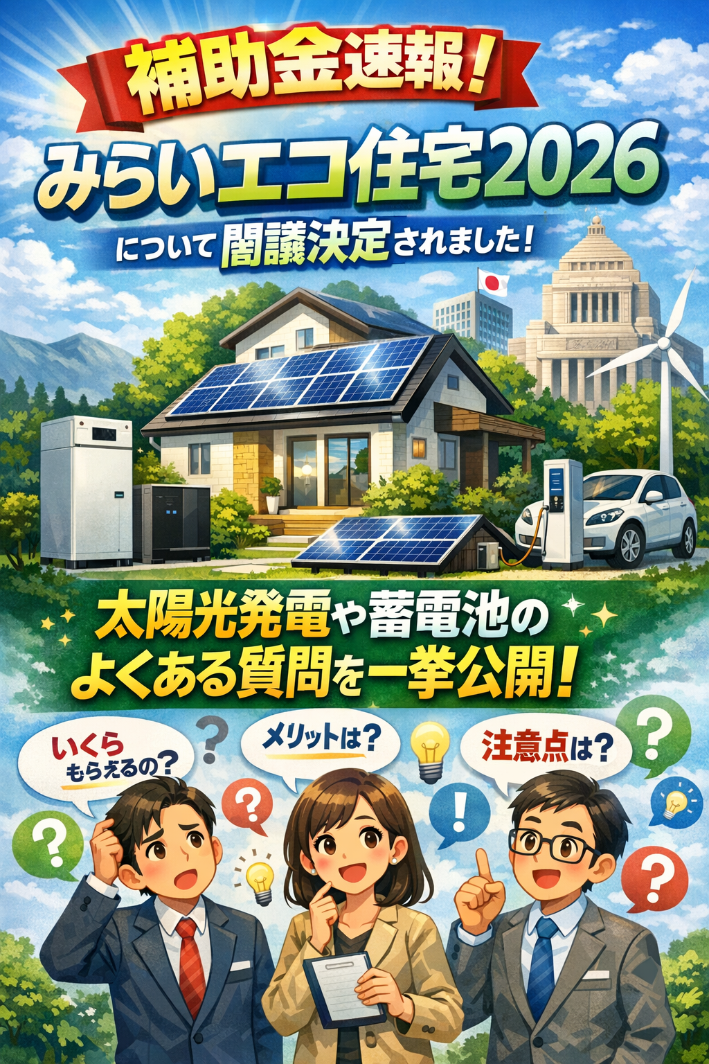 補助金速報｜みらいエコ住宅2026について閣議決定されました。そこで 