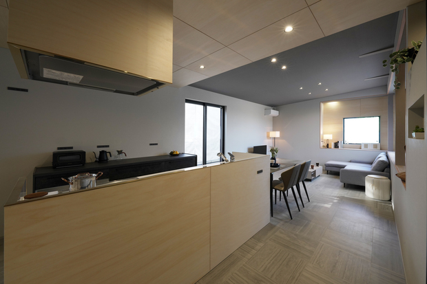 クレバリーホームの朝酌平屋モデルハウスのキッチン