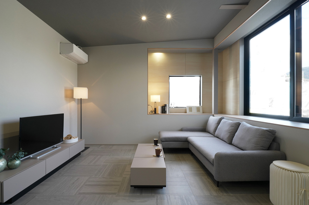 クレバリーホームの朝酌平屋モデルハウスのリビング