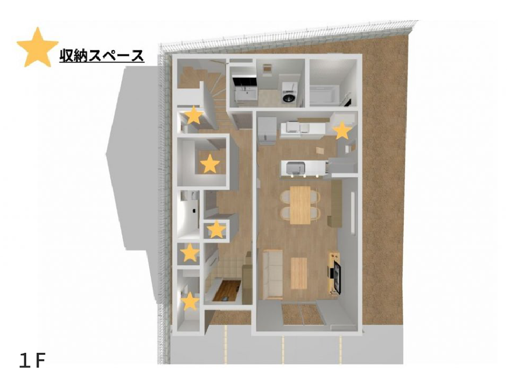 島根県出雲市　＼平屋 or 2階建／迷っているなら両方みよう！一度に比べる！【2棟同時見学会】　2階建て1階間取り図