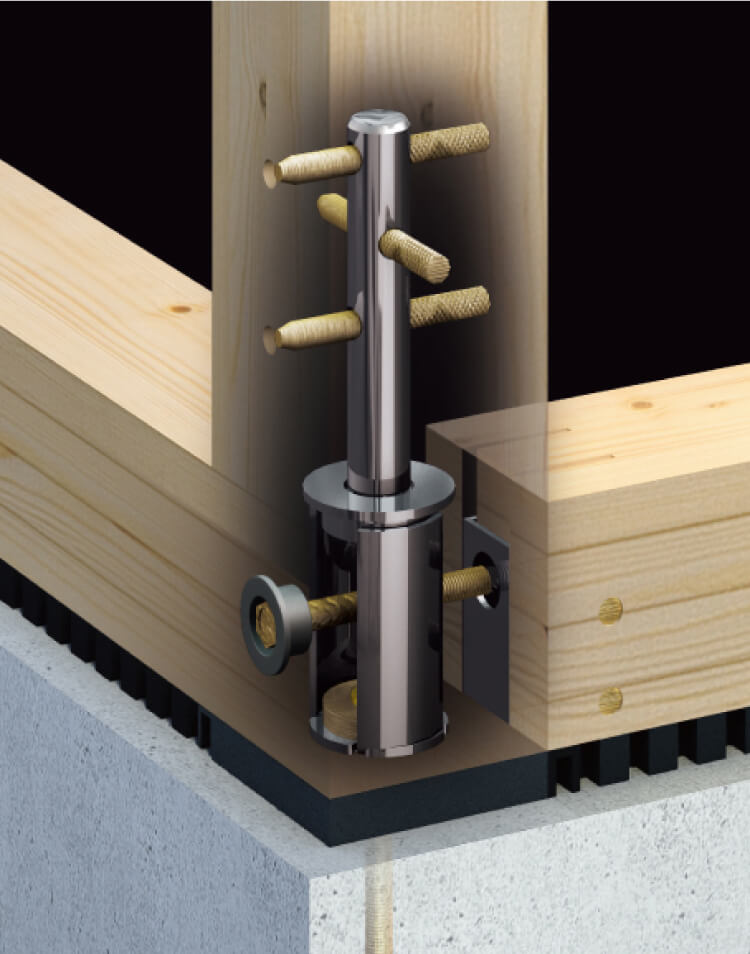 基礎と躯体を強固に接合する柱脚金物