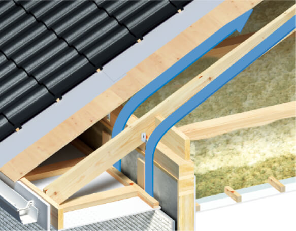 軒天からの通気と小屋裏に棟換気