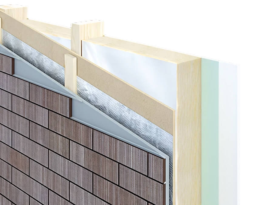 多層の外壁構造による高い遮音性能